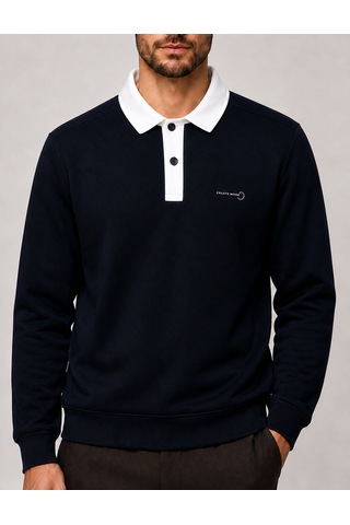 Redline Snap Erkek Regular Fit Düğmeli Kışlık Sweatshirt Siyah