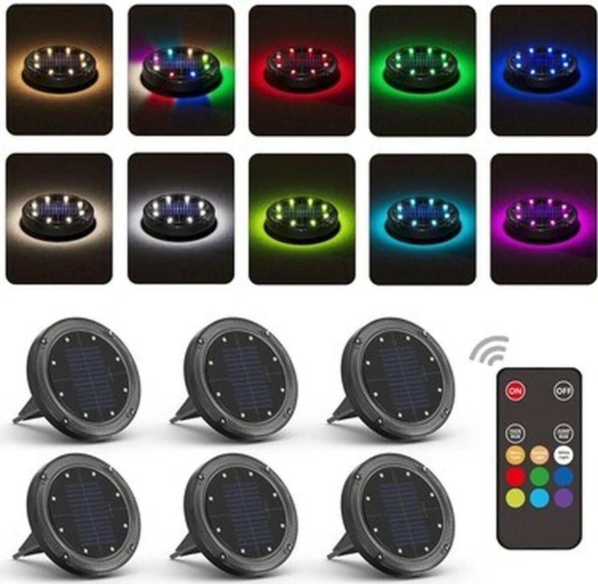 Viodaim Güneş Enerjili 10 M Uzun Mesafe Uzaktan Kumandalı - 6 Adet Renkli