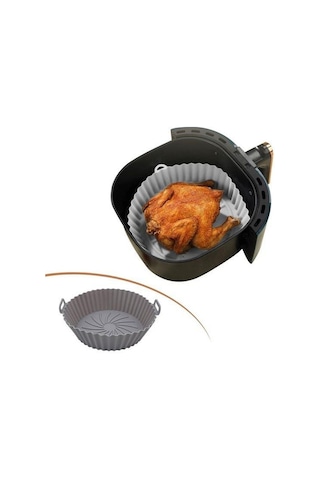 Renkli Isıya Dayanıklı Yıkanılabilir Silikon Fırın Ve Airfryer Yuvarlak Pişirme Matı 20 Cm Kahverengi