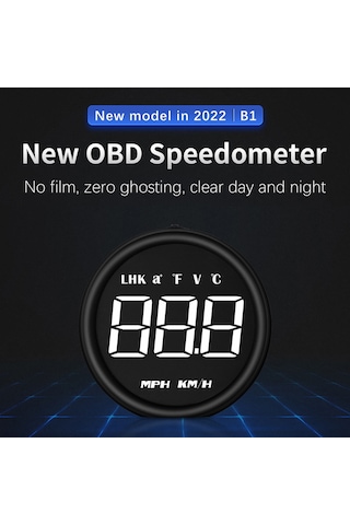 Monyee B1 Obdⅱ Araç Hud Görüntüleyici - 2 İnç Ekran, Hız/tuketim/voltaj Gösterimi, Otomatik Parlaklık Ayarlama Ve 5 Alarm Fonksiyonu Siyah