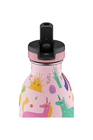 Kids Bottle Magic Friends Pipetli Paslanmaz Çelik Çocuk Su Matarası 500 Ml Pembe