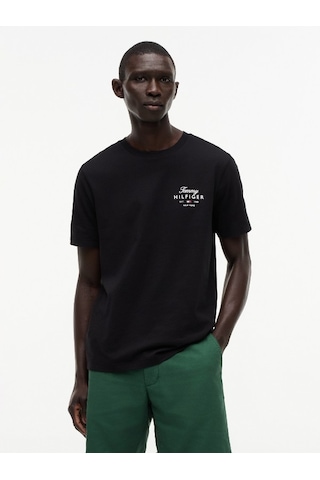Tommy Hilfiger Scrıpt Stack Regular Tee Erkek Siyah T-shirt - Mw0mw43224