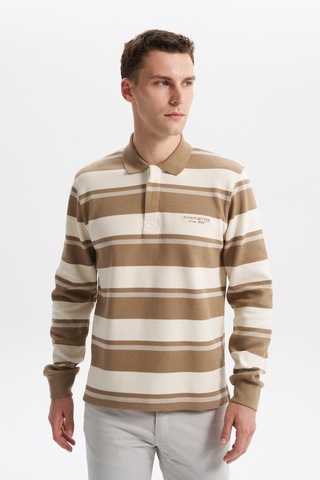 AR-MA Arma Erkek Ribanalı Regular Fit Çizgili Polo Yaka Sweatshirt %95 Pamuk %5 Elastane Ringel Pike K30554953002 Gri