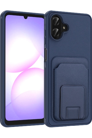 Samsung Uyumlu  Galaxy A07 Kılıf Kartlıklı Tpu Zore Bikart Kapak - Lacivert Lacivert