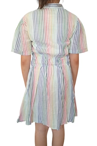 Kız Çocuk Arı Bloşlu Düğme Kapamalı Midi Boy Renkli Elbise