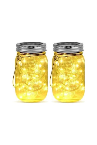 Besthome1 Güneş Enerjili Dekoratif Mason Kavanoz Lambası - 2'li Set, Ip65 Su Geçirmez, 50.000 Saat Ömür