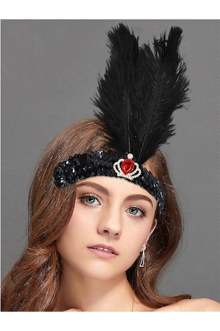 Etnik Stil Saç Bandı, Yapay Elmas Ve Tüy Süslemeleri İle0002 Diğer