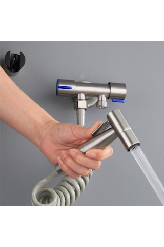 Semgears 4 Parça 304 Paslanmaz Çelik Klozet Taharet Musluk Seti Krom