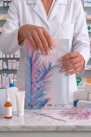 Eczane Hediyelik & Alışveriş Poşeti Bio Palmiye Desenli 20 x 30 CM 100 Adet