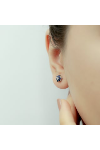 Lova Pırlantalı Safir Papatya Küpe - 3020005