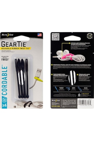 Nite Ize Gear Tie Cordable- Yuvalı Kablo Düzenleyici 4Lü Paket