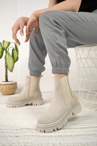 Nesil Shoes Dvm 5004 Bej Süet Çift Lastikli Kadın Bot-bej-süet Bej