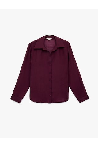 Koton Modal Kumaş Regular Fit Uzun Kollu Klasik Yaka Gömlek Bordo 6sak60127pw Bordo