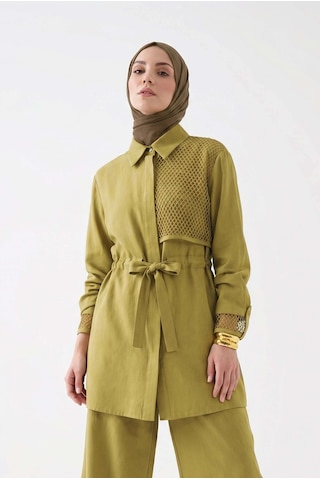 Armine Trend File Detaylı Pantolonlu İkili Takım Yağ Yeşili 26yt6133