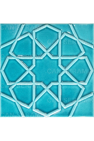 Can Seramik - 20x20 Cm. Kabartmalı Selçuklu Yıldızı Çini Karo N11.131