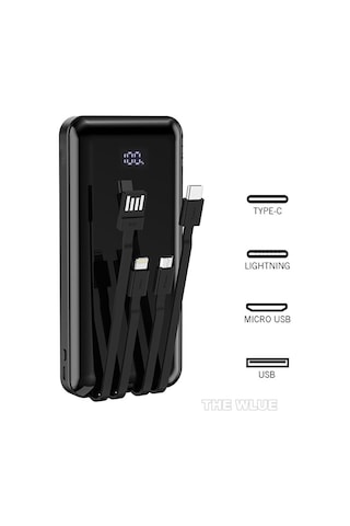 10000 Mah 3in1 2.1a Powerbank Digital Göstergeli Lightning - Type Diğer