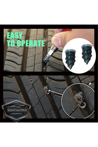 ŞüsCarOto Motosiklet Araba Oto Lastik Tamir Kiti 10 Parça Kauçuk Vida Seti Kolay Vida Lastik Yaması (00)
