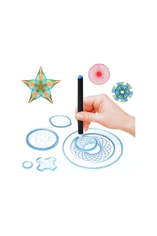 3 D Spirograph Çizim Seti Desen Cetveli 2 Adet Şeffaf