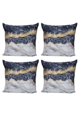 Modern Tarz Dijital Baskılı 4 Lü Dekoratif Kırlent Kılıfı Seti 43x43 Cm Şık Ve Renkli Tasarımlar Siyah