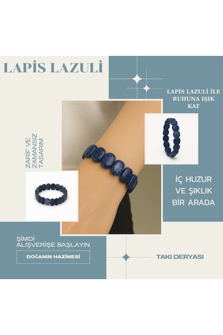 Oval Kesim Lapis Lazuli Bileklik 29 Gr 22 Cm Doğal Taş Mavi