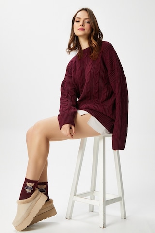 Ritnice Kadın Stella Yumuşak Oversize Bordo Triko Kazak Bordo