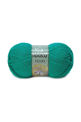 Tedar 5 Adet Vizon Premium Akrilik El Örgü İpi Yünü Renk No:181 Ördek Başı Yeşil Najmaddin (No:1) 8.5Cm X 10.5 Cm