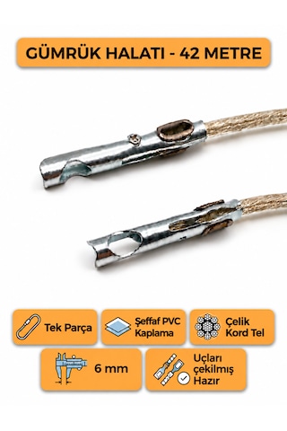 Tır Dorse Kamyon Konteyner Gümrük Halatı Galvanizli Çelik Tel 42 Metre 6mm