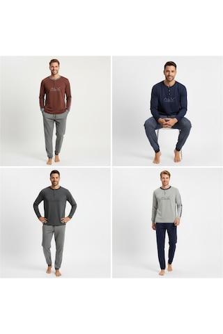 Bonbon Erkek Pamuklu 4 Adet 2'li Pijama Takımı Bb2238 Çok Renkli