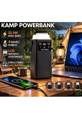 Acl 50.000 Mah Ultra Yüksek Kapasiteli Hızlı Şarj Powerbank - Taşınabilir Güç Ünitesi - Kamp Batarya Siyah