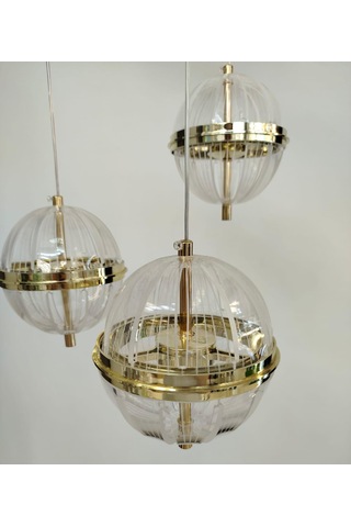 3'lü Modern Led Avize Gold