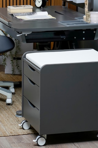 Creo Mobili Çekmeceli Tekerlekli Sirius Keson Oturulabilir Ofis, Ev Komodini Antrasit/beyaz