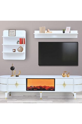 Maya Duvar Ünitesi - Beyaz Gold Beyaz - Gold