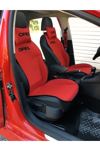 Opel Nakışlı Ön İkili Oto Koltuk Minderi 2 Adet Boyun Yastığı 2 A