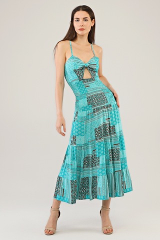 Avver Kadın Gipeli Lastikli Omuz Askılıklı Elbise-Mavi