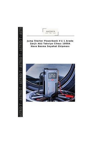 Jump Starter Powerbank 4'ü 1 Arada Şarjlı Akü Takviye Cihazı 1000a Hava Basma Seyahat Ekipmanı