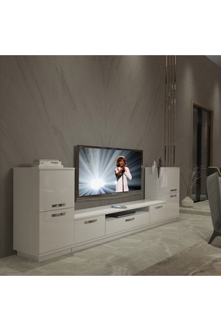 Decoraktiv Trio On2 Mdf Tv Ünitesi Tv Sehpası - Parlak Beyaz