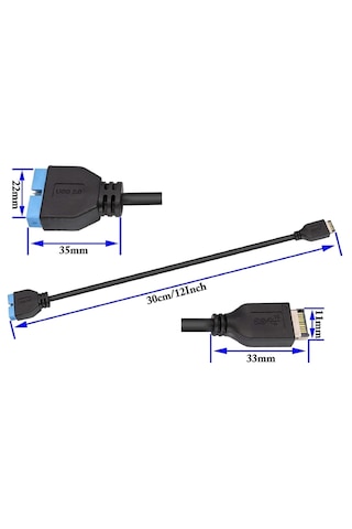 Usb 3.1 Type-e Male To Usb 3.0 19 20 Pin Dişi Uzatma Kablosu