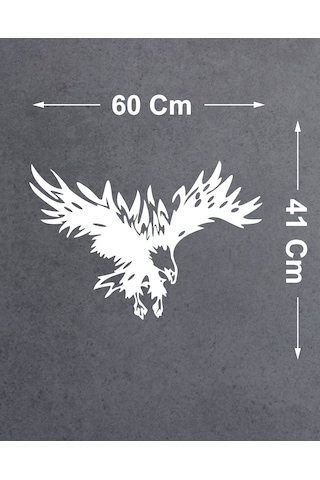 Sticker Dizayn Kartal Sticker - Eagle Beşiktaş Kanatlı Uçan Kartal Sticker - Araba Oto Motosiklet Karavan Cam Sticker - 00321 60X41 Cm