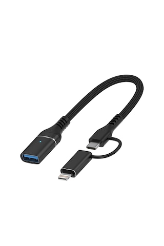 Microcase 2'si 1 Arada Type-c Lightning To Usb 3.0 Otg Kablo - Apple iOS Ve Android Uyumlu Dönüştürücü-al5823 Siyah