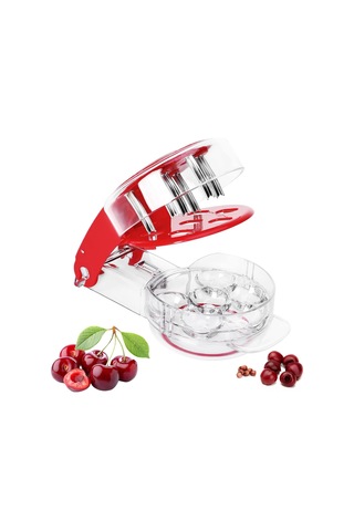Dofolink Yemek Kalitesi Silikon 6'lı Kiraz Çekirdek Çıkarıcı - Otomatik Çekirdek Saklama, Fırçalı Yıkama Uyumlu, Kilitleme Fonksiyonu