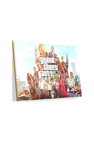 Cakasepetim Gta 5 Oyun Posteri Tüm Karakterler Ahşap Mdf Tablo