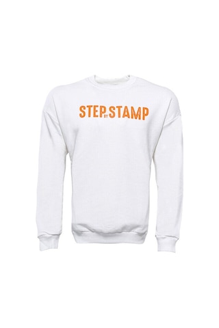 Wessi Yazı Baskılı Bisiklet Yaka Beyaz Sweatshirt Beyaz