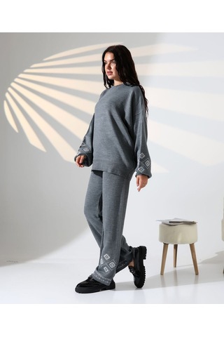 Marakeş Esintisi Alt-üst Triko Takım Antrasit