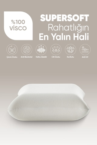 Termal Visko Yastık Isı Dengeleyici - Akıllı Lüx Visco Yastık - Isı Hafızalı Tombul Ortopedik Yastık Beyaz