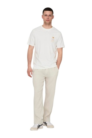Only Erkek T-shirt 22029483 Onsmanuel Lıfe Reg Ss Desert Tee Beyaz