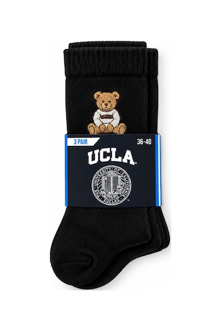 UCLA Sıerra 3'lü Siyah Lacivert Bordo Uzun Pamuklu Jakarlı Standard Fit Unisex Çorap Siyah-lacivert