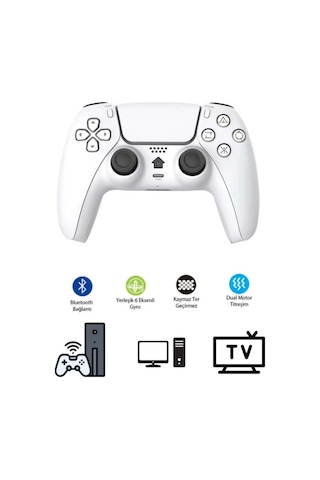 Miaxtreme 2 Adet Siyah Beyaz Kablosuz Bluetooth Gyro Titreşimli Oyun Kolu Joystick Ps4 Kolu Ps Pc Tv Uyumlu