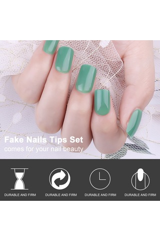 Qingmipy 12 Adet Tek Renk Tirazlı Abs Tırnak Seti - Yeniden Kullanılabilir, Kolay Tak-çık, Profesyonel Manikür Aletleriyle F648-3
