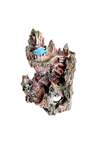 Şatolu Kaya Akvaryum Dekoru 22 Cm - Renk Mavi