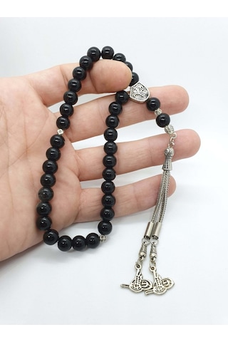 Sertifikalı Orijinal Doğal Taş Parlak Oniks Taşı 8mm Tesbih